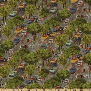  44 Wide City Scapes Traffic Green Fabric By The Yard 