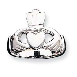  10k White Gold Polished Claddagh Ring: Jewelry