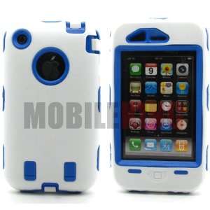 Rugged Shock Proof Protector Case White Silicone Cover on Blue Rugged 