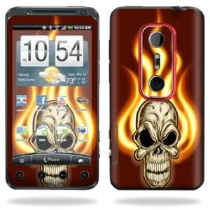   Vinyl Skin Decal Cover for HTC Evo 3D 4G Cell Phone   Burning Skull