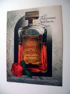 Amaretto di Saronno liqueur bottle 1981 print Ad  