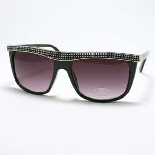 80s VINTAGE Retro FLAT TOP STUD Fashion Sunglasses SILVER/BLACK 