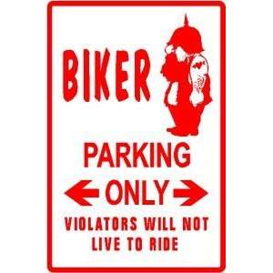  BIKER PARKING motorcycle scooter fun sign: Home & Kitchen