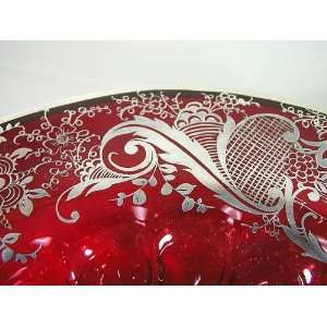 Art Glass Ruby Red Center Bowl: Kitchen & Dining