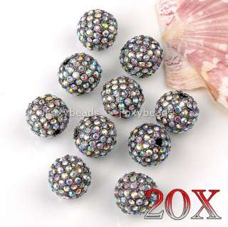 20Pcs LOT 12mm AB CLEAR Crystal Loose Pave Disco Ball Spacer Jewelry 
