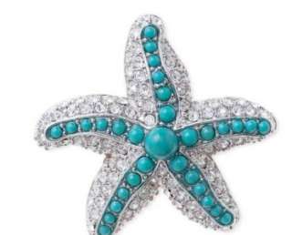 NEW STELLA & DOT La Coco Rope Turquoise Necklace + Starfish brooch RV$ 