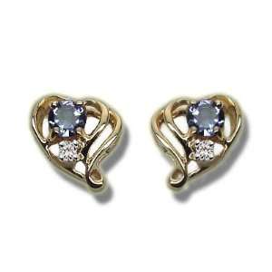   Tanzanite Earrings   Tanzanite & Diamond Open Heart Earring Jewelry