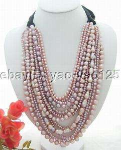 Stunning 14Strds Purple Pearl Necklace  