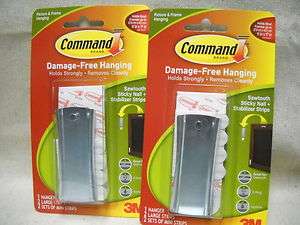 3M COMMAND SAWTOOTH STICKY NAIL + STABILIZER STRIPS #17047 LOT OF 2 