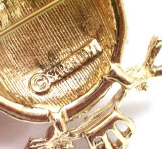 Vintage Brooch Pin Sarah Cov Coventry Gold Tone Rhinestone Owl Figural 