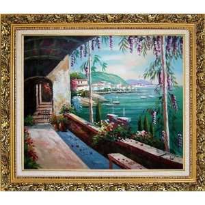   Oil Painting, with Ornate Antique Dark Gold Wood Frame 26 x 30 inches