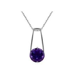  Sterling Silver Round Amethyst Pendant Necklace: Jewelry