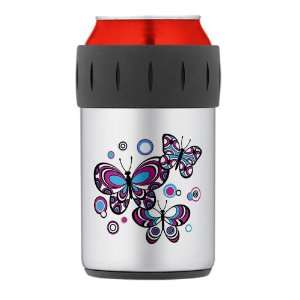    Thermos Can Cooler Koozie Psychedelic Butterflies 