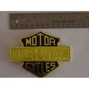  BLACK, YELLOW AND GOLD HARLEY DAVIDSON BELT BUCKLE 