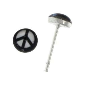    Tiny 4.5mm Sterling Silver Peace Sign Stud Earrings: Jewelry