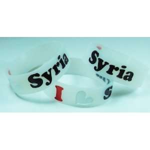  I Love Syria   Silicone Wristband / Bracelet   Syrian Flag 