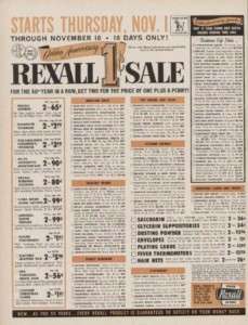 1962 Rexall Drug Store One Cent Sale Vintage Ad  