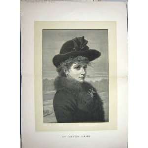    1889 ANTIQUE PORTRAIT COUNTRY COUSIN LADY WOMAN ART