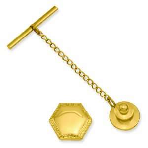  Gold Plated Hexagon Tie Tack Jewelry