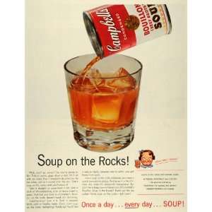  1956 Ad Soup on the Rocks Bouillon Beef Broth Campbells Low Calorie 