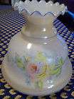 vintage milk glass lamp ruffled shade with floral design gone