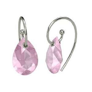   : Monsoon Earrings, Pear Rose Quartz 14K White Gold Earrings: Jewelry