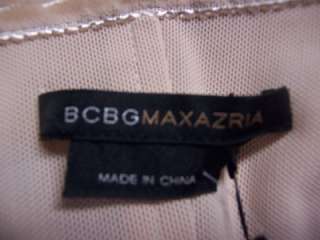   Maxazria Beige Beaded Halter V Neck Laser Cut Satin Dress 0 NWT $288