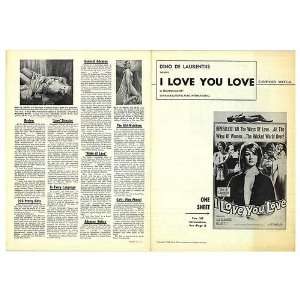  I Love You Love Original Movie Poster, 8 x 12 (1971 