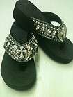   Western Cross Rhinestone Diamond Jewel Thong Flip Flop Sandals Wedge