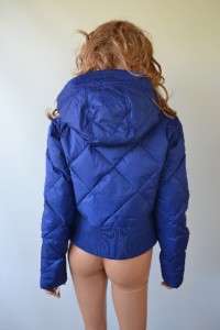 NWT BURBERRY BLUE GOOSE DOWN QUILTED HOOD PUFFER PARKA COAT JACKET~L