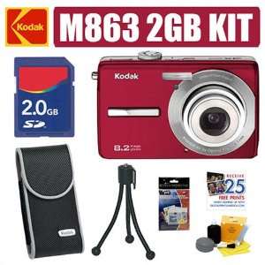 Kodak Easyshare M863 8.2MP Digital Camera (Red) + 2GB Accessory Kit