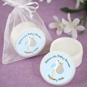 Stork Baby Boy   Personalized Lip Balm Baby Shower Favors : Toys 