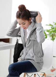   Women Double Pocket zip front casual hoodie CMLC8807 outwear  