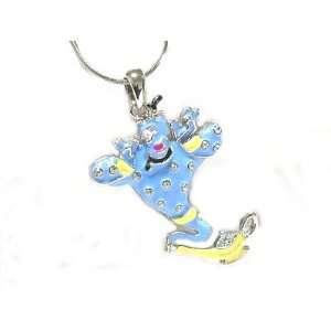  Fun the Genie Blue Charm Necklace with Crystals Silver 