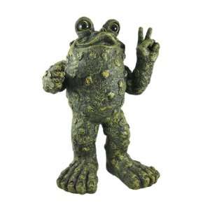    Toad Hollow Standing Peace Sign Frog Statue 13 Home & Kitchen