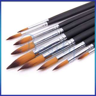   Paint Brush Set Round Pointed Tip Nylon Hair Watercolor Acrylic Brush