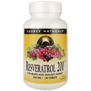  SOURCE NATURALS Resveratrol 200 50% Std Ext 200mg 120 TAB 