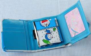 Azure doraemon cartoon short wallet purse+mini bag case  