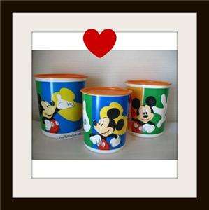 Tupperwares Mickey Mouse 3 Piece Canister Set NEW  