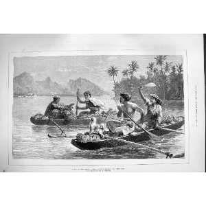  1880 BOAT RACE MARKET SELLERS TAHITI SOCIETY ISLANDS