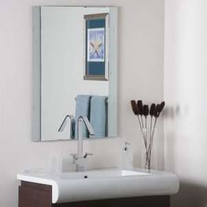   Tan Tile and Silver Stars Cosmic Frameless Wall Mirror