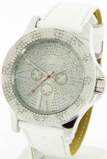  Stainless Steel Case & White Band Diamond Watch Very Rare #KM 349