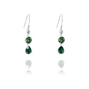   Elements Silver Emerald and Erinite Swarovski Drop Earrings Elements