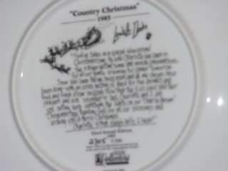 COUNTRY CHRISTMAS 1985 PLATE WITH VINYL LOWELL DAVIS  