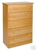 Solid Wood 5 Drawer Chest   Honey Finish   