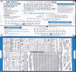 Air Duct Sizing Calculator Slide Chart HVAC Ductulator  