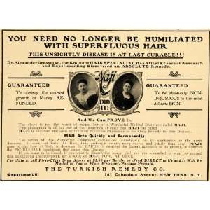  1905 Ad Turkish Remedy Co. Maji Hair Removal Product 