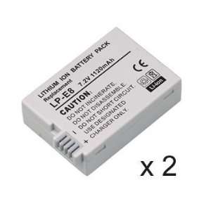  2 Pack LP E8 LPE8 Equivalent Battery for Canon EOS Rebel 