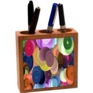  Multicolor Swirls Design 5 Inch Tile Maple Finished Wooden Tile Pen 