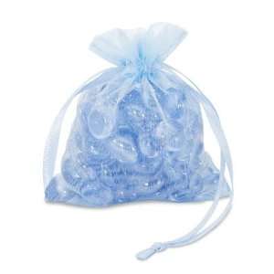    3 x 4 Light Blue Organza Fabric Bags: Health & Personal Care